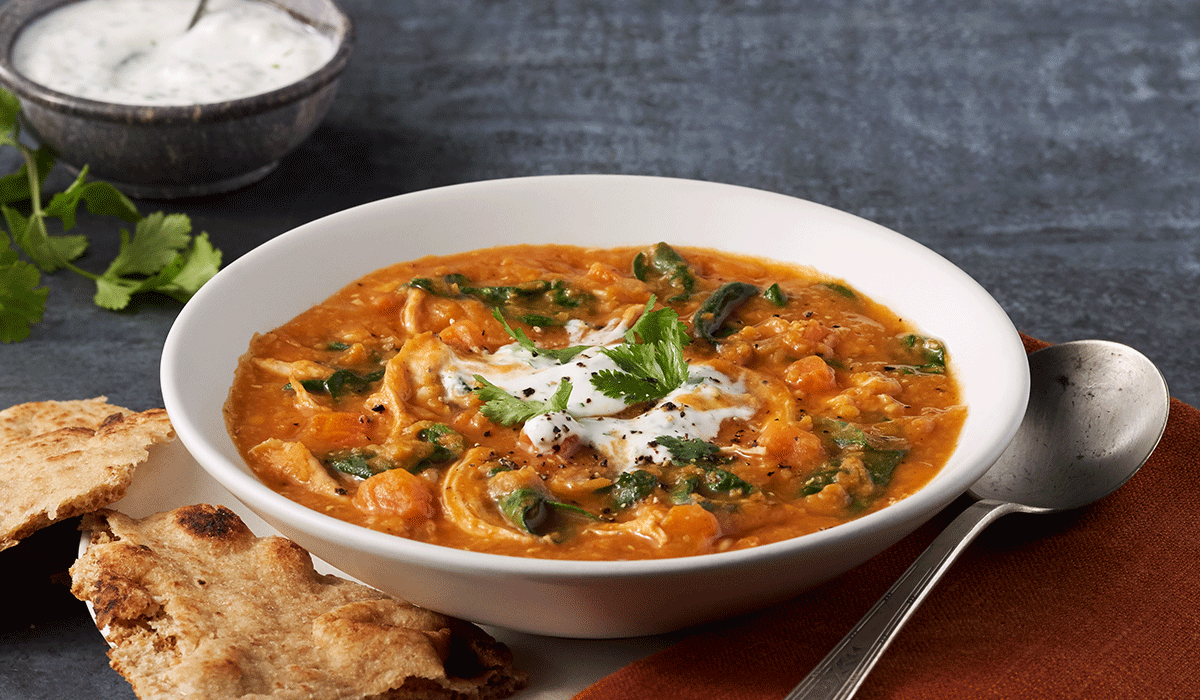 Chicken, Spinach, and Red Lentil Soup