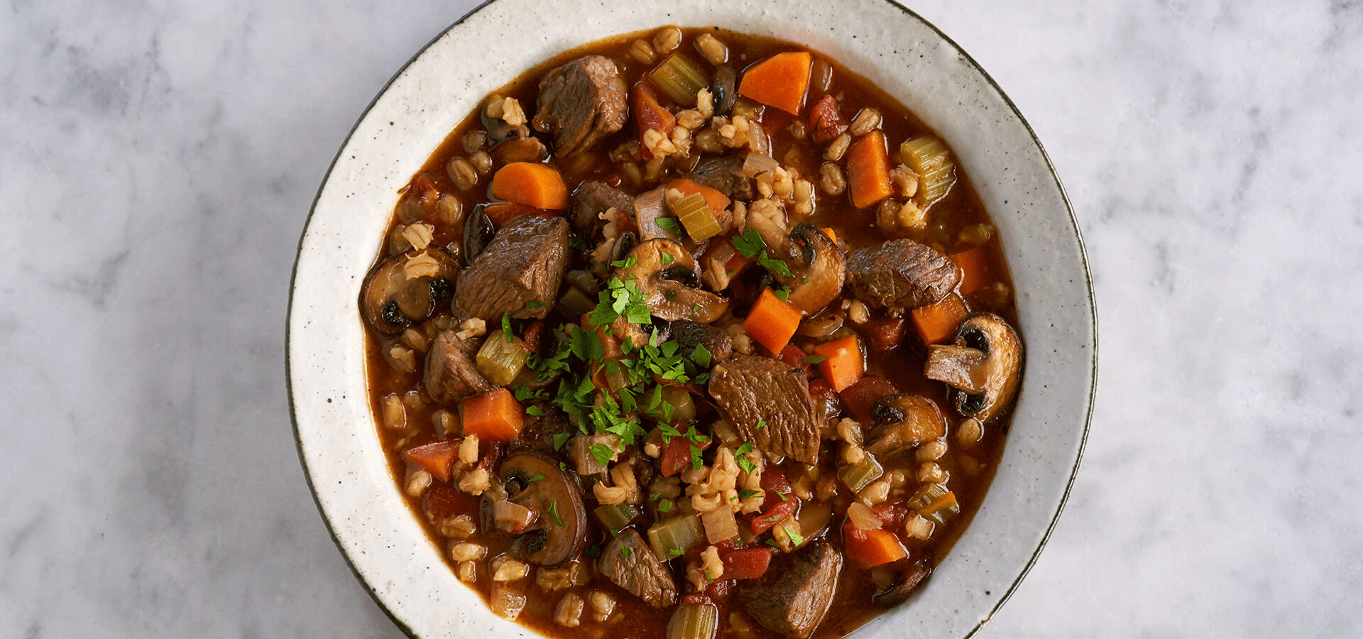 Portobello Beef Barley Soup